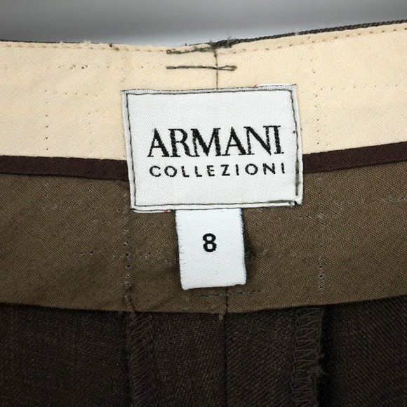 Armani Collezioni Dress Pants Womens 8 Brown Wool Straight Leg Career Academia - Picture 3 of 10